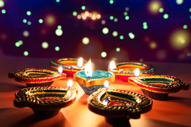 Diwali lights on a home